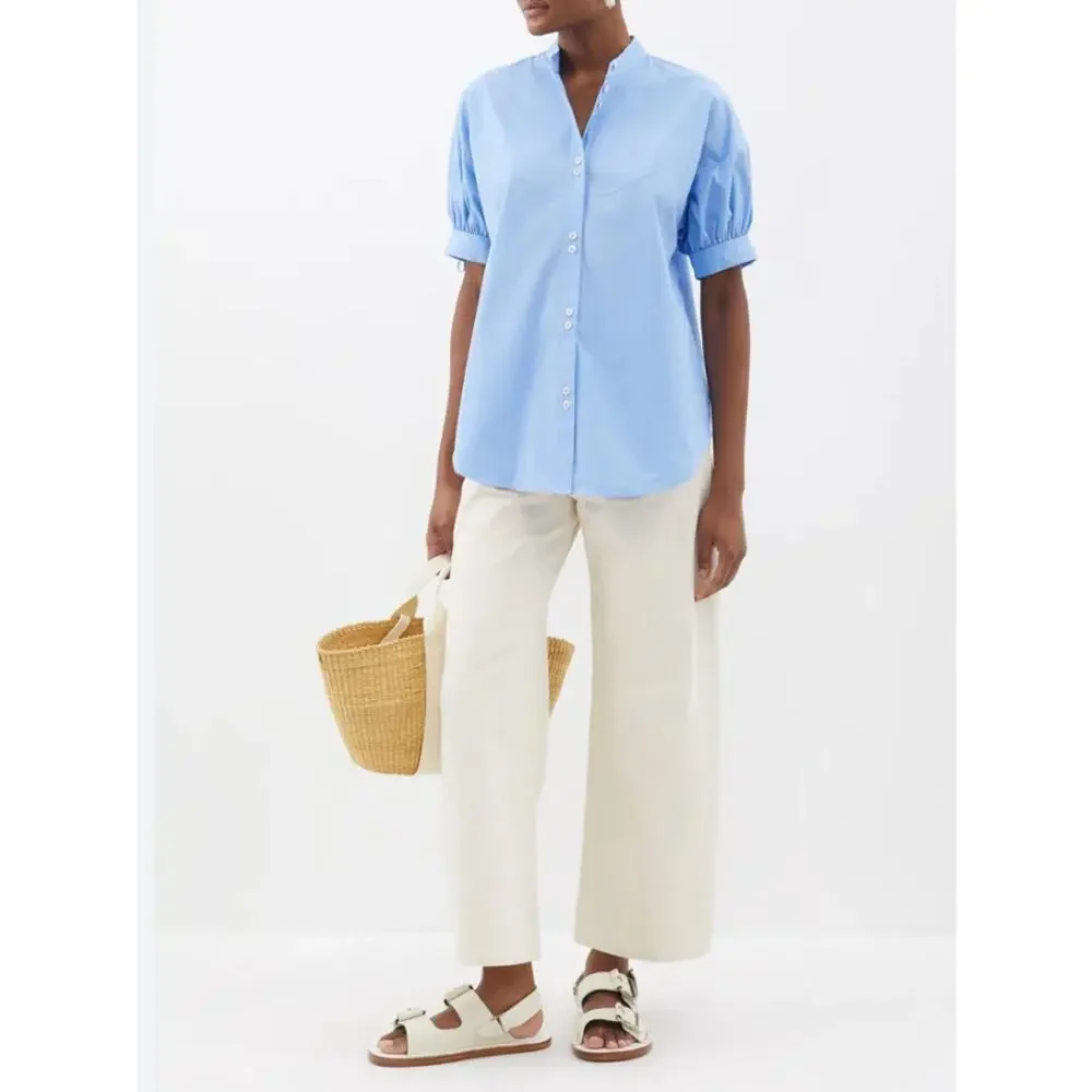 Lee Mathews Posey Collarless Cotton Shirt size 4/6 - Picture 5 of 5
